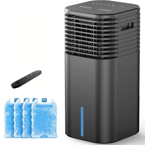 24' Windowless Portable Air Conditioner, 3-IN-1 Portable AC Unit with Remote, 15H Timer & 120°Oscillation, 2-Gal Tank, 3 Modes & 3 Speeds, Ultra-Quiet Ventless Swamp Cooler for Home Office, Black