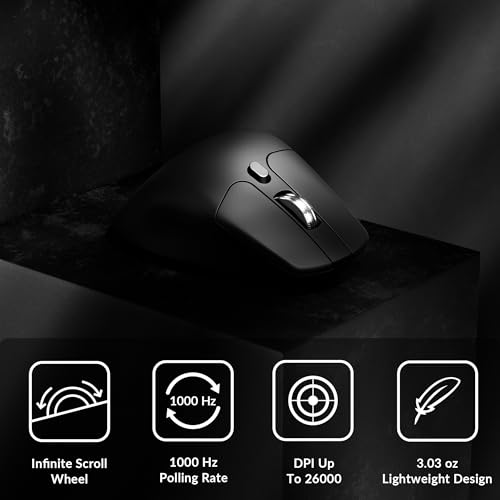 Image of Keychron M6 Silent Wireless Gaming Mouse, 1000Hz Polling, Bluetooth 5.1 /2.4GHz /Wired, PixArt 3395 Optical Sensor up to 26,000 DPI, Lightweight 78g, Programmable, for Windows /Mac /Linux - Black