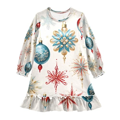 Nightgowns Sleepwear Lightweight Nightdress Soft Pajamas Dress Christmas Balls for 3-10 Years