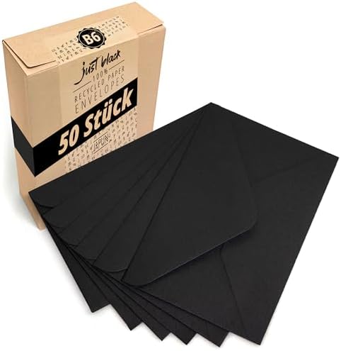 sobres (50 piezas) de papel, sobre sin ventana - DIN B6-175 x 125 mm - negro