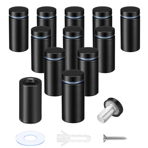 Image of Pelopy 12 Pcs Sign Standoff Screws Advertising Screws Stainless Steel Wall Standoff Mounts Glass Acrylic Nail (3 /4 x 1-5 /8 Inch,Black)