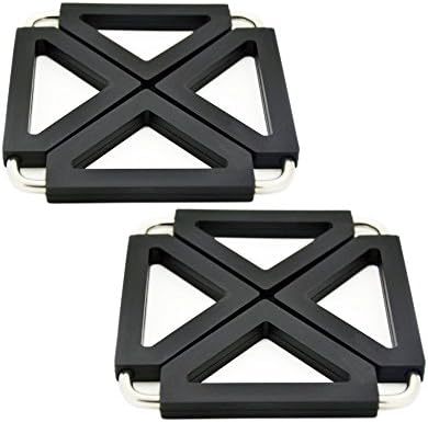 Silicone Pot Pads,Qiange Trivets for Hot Dishes, Trivet Mat,Kitchen Table Mats,dish Mat, Silicone Placemats (Black-2 pieces)