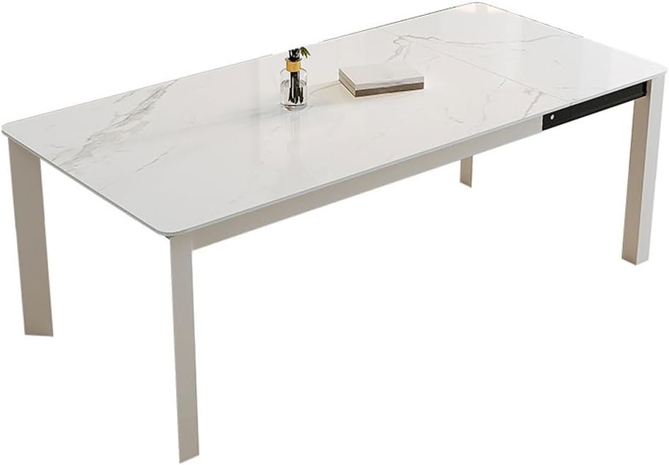 Dinning Table Nordic Simple Style Rock Plate Retractable Dining Table for Small Household Rectangular Cream Style Dining Table Kitchen Dining Table