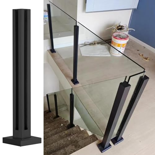 Solución para barandilla inestable con poste negro para vidrio de 10-12 mm 2