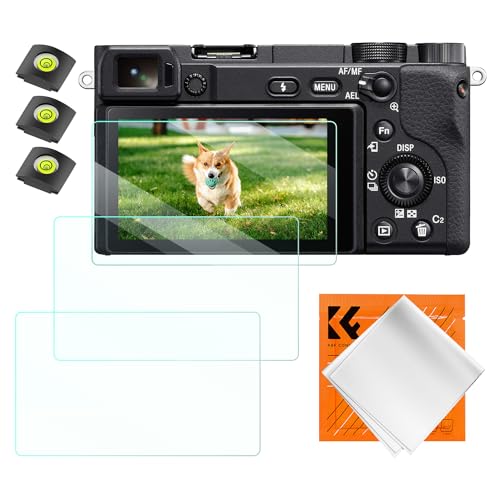 K&F CONCEPT 3pcs Screen Protector & Hot Shoe Cover Compatible with Sony NEX 7/NEX 6/NEX 6L/NEX 5/NEX 3N/A6600/A6100/A6400/A6300/A6000/A5000 Camera, Ultra Clear Tempered Glass, Anti-Scratch Bubble Free