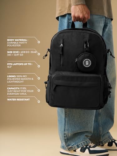 Image of The Souled Store Nimbus: Utility Backpack | 17.9 Ltr Capacity | Fits Up to 15.5 inch Laptop | Water Resistant | Padded Laptop Sleeve | Multiple Compartments