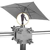 4smile Sonnenschirm Balkon + Sonnenschirmhalter Balkongeländer 2-IN-1-SET - UV50+ Aluminium Sonnenschirm rechteckig 210x140cm mit Kurbel, Anthrazit + universelle Sonnenschirm Balkon Halterung