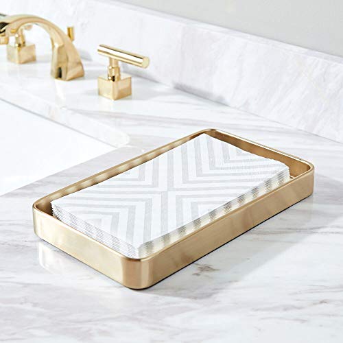 mDesign-Modern-Decorative-Metal-Guest-Hand-Towel-Tray-Holder-Organizer-for-Disposable-Paper-Napkins-Jewelry-Makeup-Bathroom-Vanity-Sink-Counter-Organization-Unity-Collection-Soft-Brass