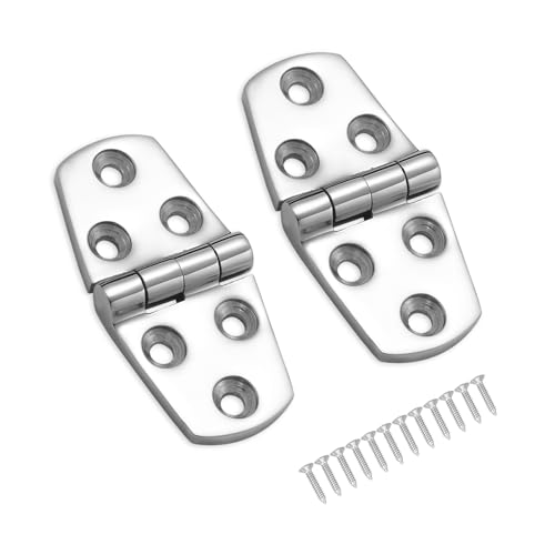 Stabile Scharniere Edelstahl Marine, 316 Edelstahl Scharniere für Boot, 7,6 x 3,8 cm, Robuste Deckschranktür-Scharniere mit Schrauben (2 Stück)
