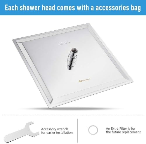 NearMoon Rain Shower Head, High Flow Stainless Steel Square Rainfall Shower, Waterfall Bath Shower Body Covering, Ceiling or Wall Mount (12 Inch, Chrome Finish) by NearMoon - Image 4