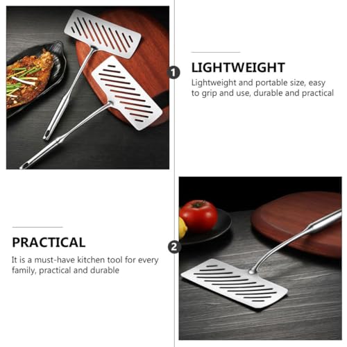POPETPOP 304 Fish Turner Flat Slotted Frying for Steak and Fish Cooking, Kitchen Cooking Utensil Suitable for Frying Pans and Grills, - Image 7
