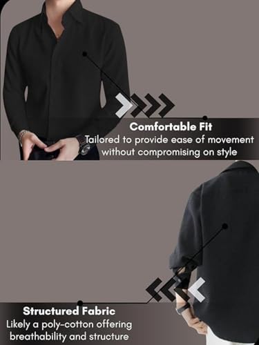 Image of Leriya Fashion Men's Formal Button Down Shirt - Slim Fit Shirt's for Men | Textured Long Sleeve Polycotton| Business & Meeting Ready (Available in Plus Size)