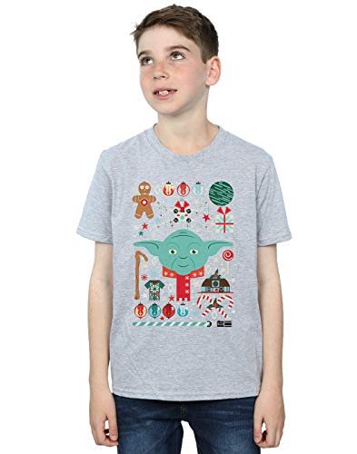 Star Wars Boys Yoda Christmas T-Shirt Sport Grey 9-11 Years