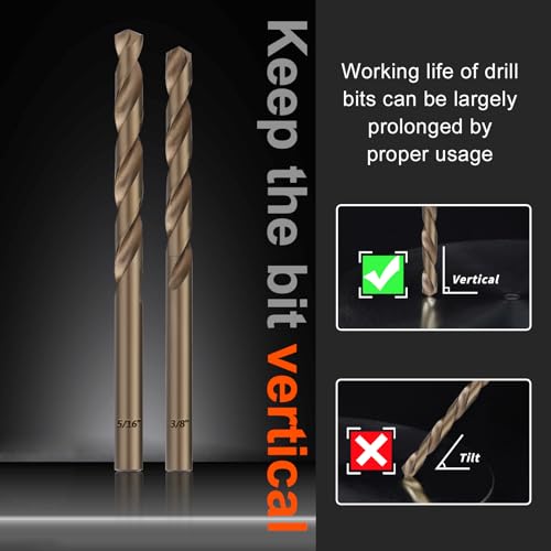 Comoware CNCOBALT-15 Cobalt Drill Bit Set- 15Pcs M35 High Speed Steel Twist Jobber Length thumb #2