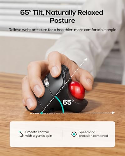 Image of Nulea M514 Wireless Trackball Mouse - Reduce Wrist Strain with Ergonomic Vertical Design - Precision Thumb Control, Quiet Clicks, 3-Device Bluetooth & USB, Rechargeable for PC /Mac