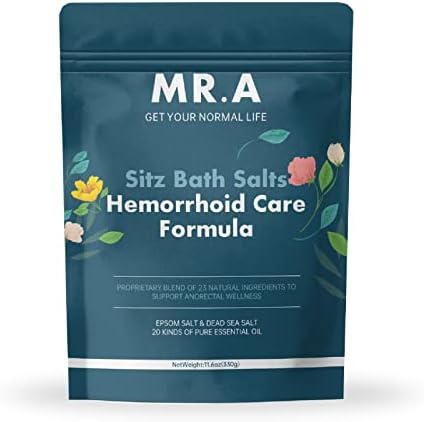 Sitz Bath Salt Epsom Salt Dead Sea Salt, Premium Grade 23 Ingredients, Advanced Formula with 20 Essential Oils Tea Tree Oil Lemon Oil Vc Witch Hazel, Sitz Bath Salts for Toilet Seat Bathtug 11.6 oz