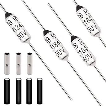 Tnisesm 10 Pcs 184 C Metal Thermal Cutoffs Thermal Fuse 10A 250V with Non-Insulated Butt Connectors(22-18 AWG) for Motor Transformer Electric Industrial Home Appliance 184°+BN0.75