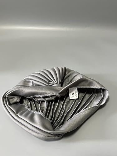 IVEIRVSY Headwear, Head Beanie Cover Twisted Pleated Headwrap Hair Cover Beanie Hats for Women Girls Grey