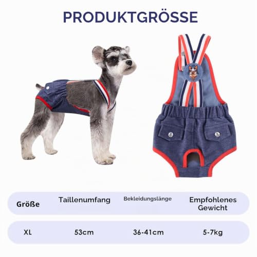 Windeln für Haustiere Hochelastische, Verstellbare Schultergurte Waschbare und Wiederverwendbare Haustierkleidung im Britischen Stil Geeignet für Kleine Hunde Während der Menstruation und Brunst (XL)