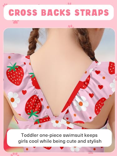 Image of Girls One Piece Swimsuits Toddler Cute Ruffle Bathing Suits Quick Dry Beach Swimwear Size 2-7 Years