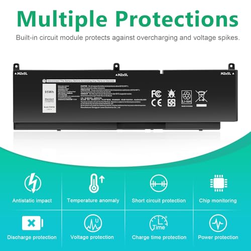 Image of ASUNCELL PKWVM 95Wh Battery Replacement for Dell Precision 7550 7750 7560 7760 / P44E P93F P44E001 P44E002 P93F001 P93F002 Series Laptop C903V 0C903V 0CR72X CR72X 068N03 0447VR 68ND3 453-BBCQ 11.4V