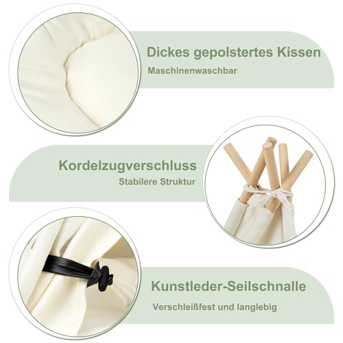 EUGAD Tipi Zelt für Haustiere mit Kissen Haustierzelt für Hunde/Katzen,Katzenhaus Indoor Abnehmbar Waschbar,Tipi Hundezelt Haustierhöhle für Meerschweinchen Kaninchen Hamster Kätzche 75x75x98cm