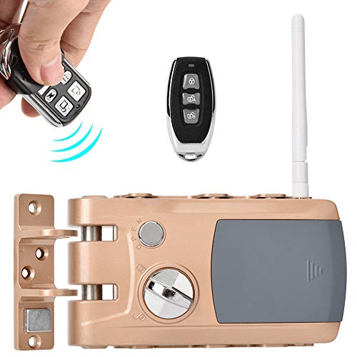 Kit di blocco della porta del telecomando senza fili, serratura intelligente di sicurezza antifurto domestica con 4 * telecomandi, kit del sistema di controllo degli accessi alla porta per casa/hotel