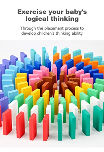 Image of AEXONIZ TOYS Wooden Building Blocks 120Pcs Multicolor Bulk Wooden Dominos Educational Stacking Counting Multiplication Building Block