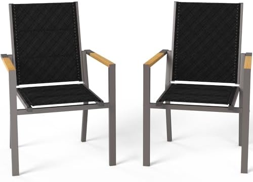 4er Set Garten Stapelstühle - Aluminium Mit Baumwollsitz In HellGrau