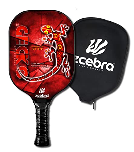 ZCEBRA Pala de Pickleball Fibra de Vidrio - Raqueta Ligera Composite núcleo de Panel de Abeja Polipropileno Textura Rugosa – Funda Extra ZGECKO (Rojo)