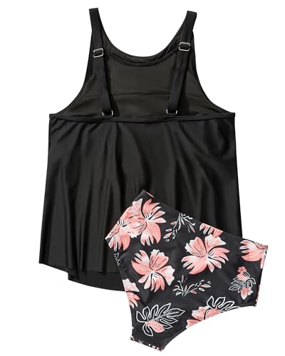 Image of SUUKSESS Women Tummy Control Tankini Bathing Suit Ruffle High Waisted Swimsuit