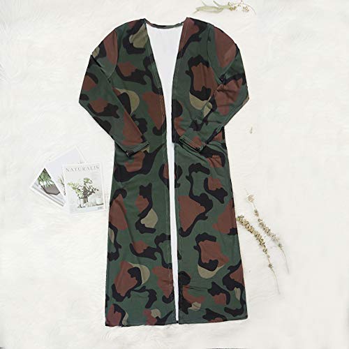 Image of Womens Fashion Printed Long Cardigans 2 Piece Outfits,Long Sleeve Coat and Trousers Set