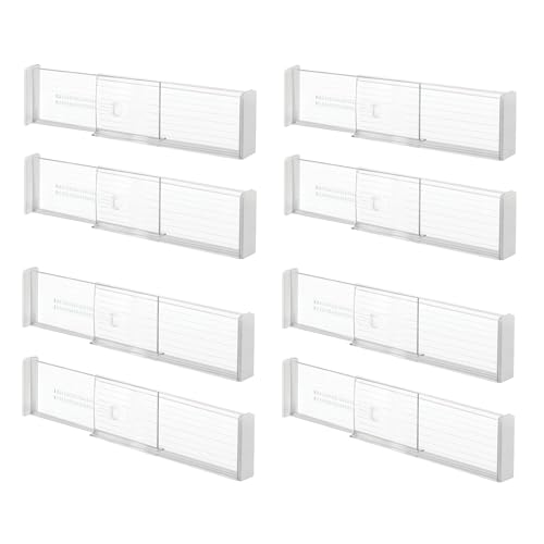 iDesign Plastic Adjustable Deep Drawer Dividers, Set of 8, Clear