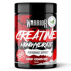 Warrior Creatine Monohydrate Powder 500g (150 Servings) – Pure Micronised Creatine Powder Supplement for Men & Women, Pre & Post Workout Strength, Muscle Growth & Recovery, Vegan – Savage Strawberry