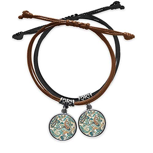 Bracelet cuir double bleu orange schéma classique par DIYthinker