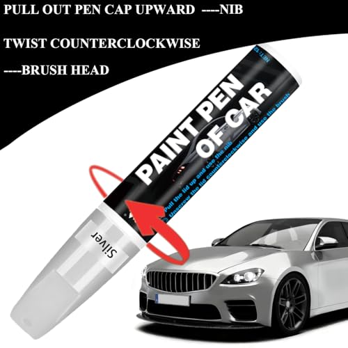 Canollo Lackstift Silber Auto, Auto Lackstift Silber für Kratzer, Autos Kratzer Reparatur Stift, Mit Pinselkopf und Spitze, für Kratzerreparaturen der Meisten Autos, Anhänge, Motorräder, Transporter
