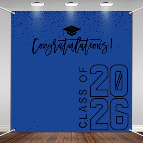 Fondo fotográfico de graduación 6x6 pies azul negro miniatura 1