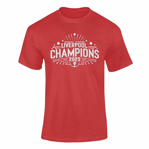 Image of Liverpool Champions 2025 Football T Shirt Men Kids Scousers 3RL Red