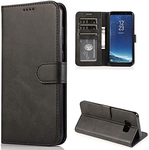CTIUYA Hülle für Samsung Galaxy S8 Schutzhülle Leder,Schwarz | Vollschutz Handyhülle Klappbar mit Kartenfach Brieftasche, Faltbar Magnetisch Klapphülle Flip Case Lederhülle Handyta