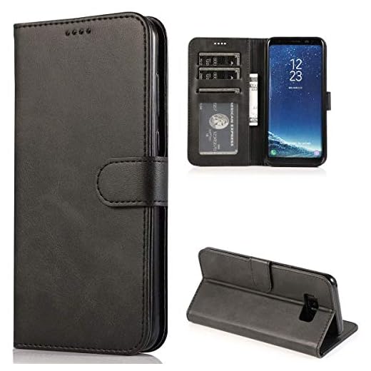 CTIUYA Schutzhülle für Samsung Galaxy S8 Plus, Hülle Handyhülle Leder Klapphülle Handytasche Flip Brieftasche Schutzhülle Magnet Wallet Case Tasche Lederhülle für Samsung Galaxy S8 Plus,Schwarz