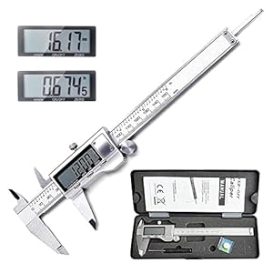 LOUISWARE Electronic Digital Vernier Caliper, with Extra-Large LCD Screen and 150mm 0-6″ Inch/Metric/Fraction Conversion, Stainless Steel, IP54 Water Resistant