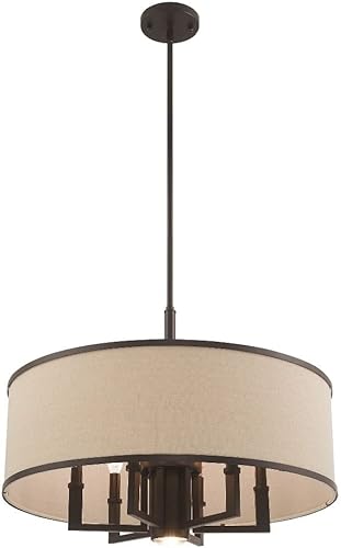 Miniatura 7 de Livex Lighting 62614-48 Park Ridge - Lámpara de araña de 6 luces, pintada a mano con hoja de oro antigua