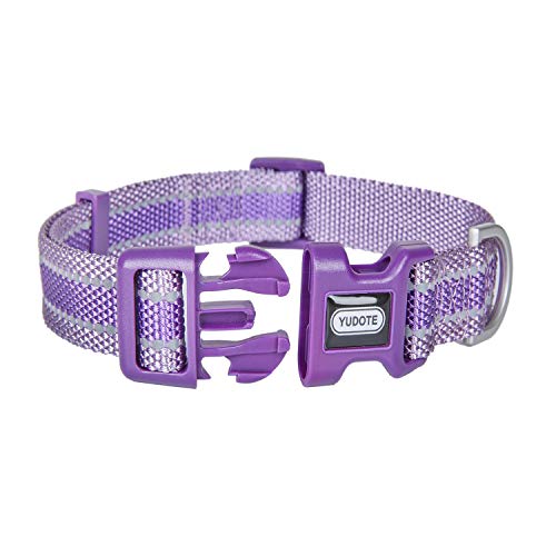 Petiry Reflektierendes Hundehalsband aus glänzendem Nylon, leicht und langlebig für Welpen, kleine Hunde (lila, klein) Cover