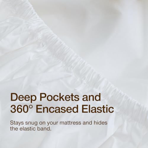 Image of Coop Home Goods Cotton Percale Bed Sheet Set Full, White, Crisp 100% Cotton Sheets for Hot Sleepers, Breathable Deep Pocket Queen Sheets and Pillowcase Set, Oeko-TEX Certified