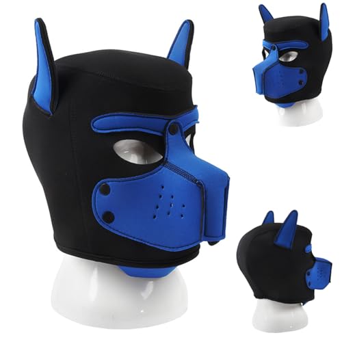 HBSFBH Hundemaske, Weiche Latex-Hundemaske mit Ohren, Welpenmaske für Party-Maskerade Set, Welpenmaske, Petplay Hundemaske, für Festivalpartys, Halloween, Maskerade
