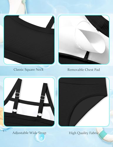 Image of Girls Swimsuit Solid Color Adjustable Straps Bikini Sets 8-16Y