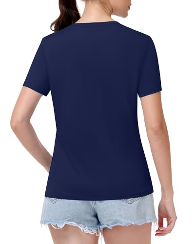 Image of Runhit Womens Workout Tops Short Sleeve UPF 50+ Athletic Sun Shirts Quick Dry V Neck T-Shirt Moisture Wicking Gym Hiking Tee
