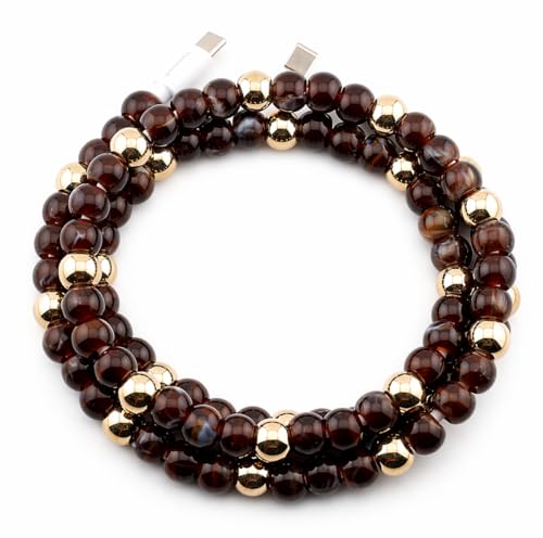 Image of Cute Beaded Cable Type C Phone Charger for iPhone or Android Fast Charging Colorful 3.3ft Cord for Smartphones (Obsidian Gold)
