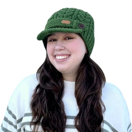 Briomhar Womens Beanie with Brim - Fleece Lined Knitted Hat 100% Wool Cap - Newsboy Winter Hats for...