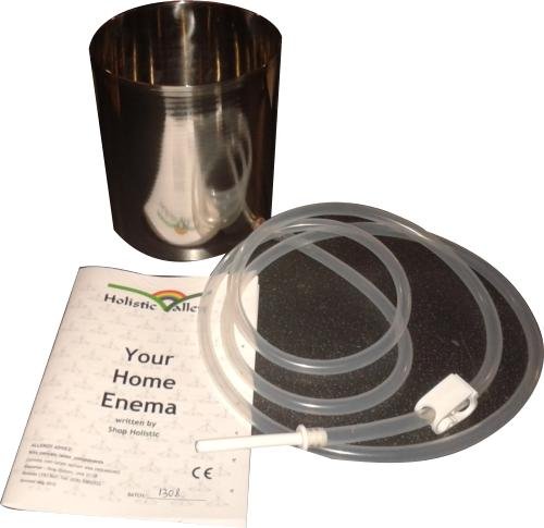Home Enema kit 2 Litre Stainless Steel can Hospital Grade Silicone tubing Option